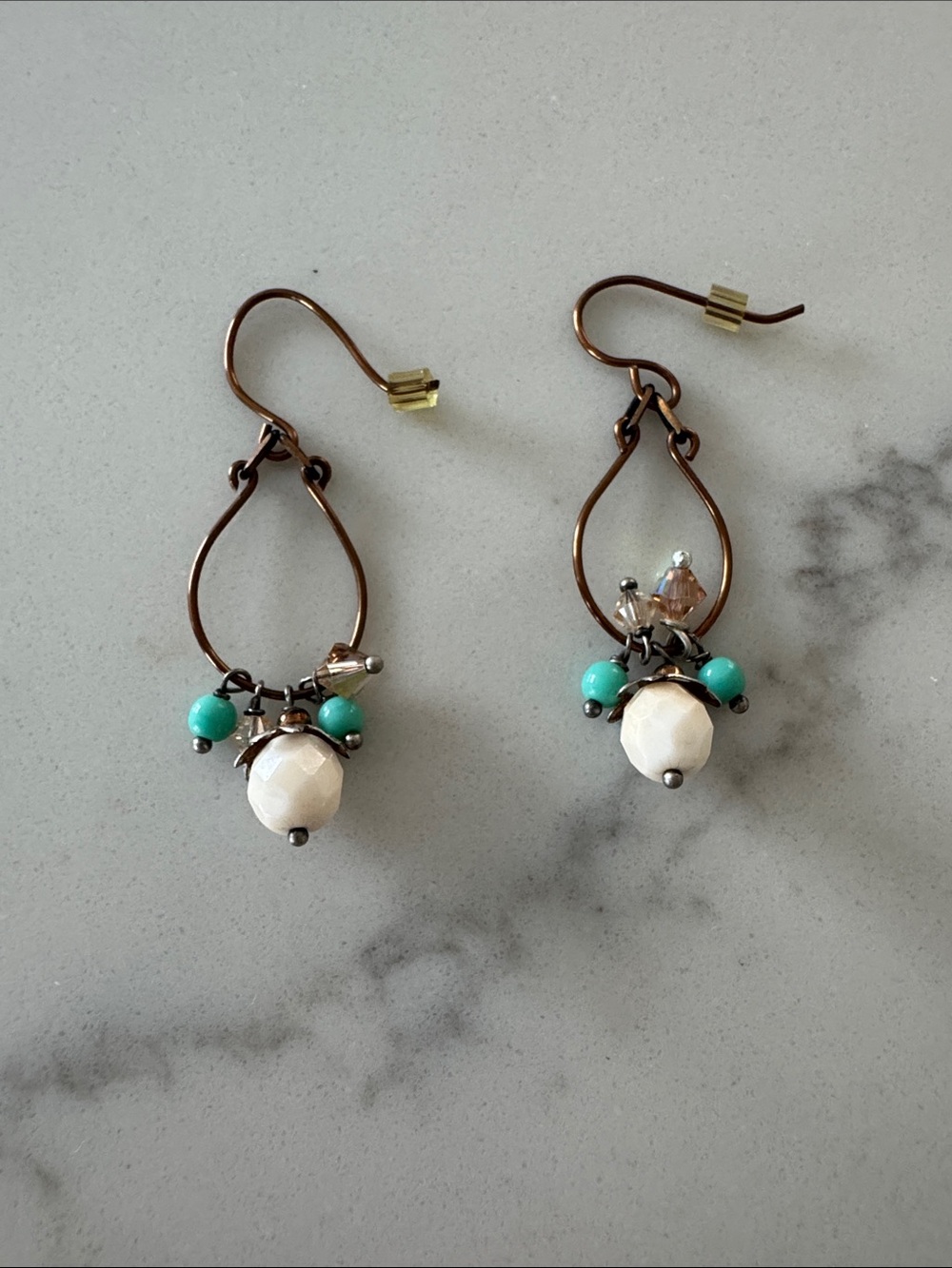 Turquoise & Cream Drop Earrings - Women Jewelry